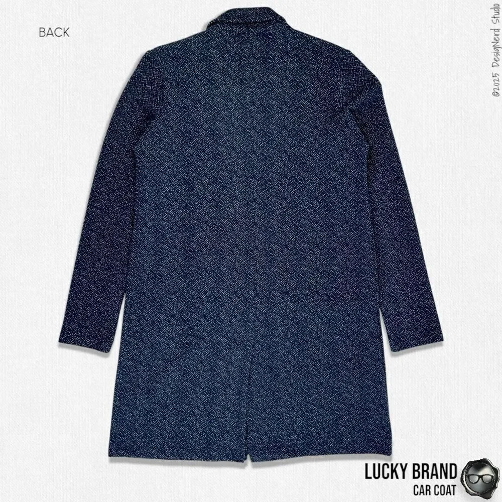 LUCKY BRAND CLASSIC LONG LINE CAR COAT IN AMERICAN NAVY BLUE WOMEN’S SIZE SMALL